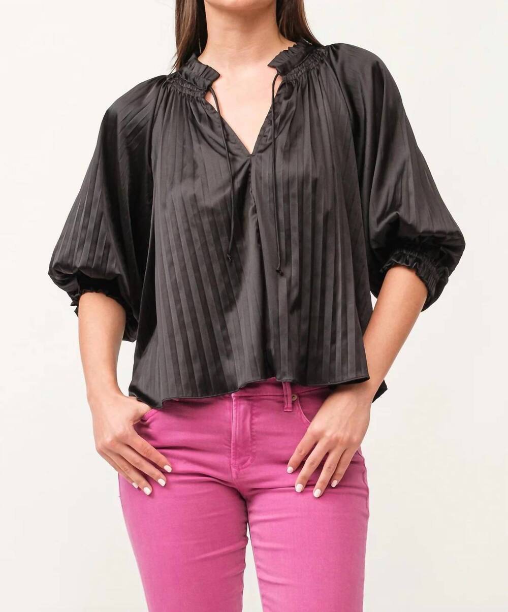 NEW DEAR JOHN DENIM anais 3/4 sleeve silk top in black